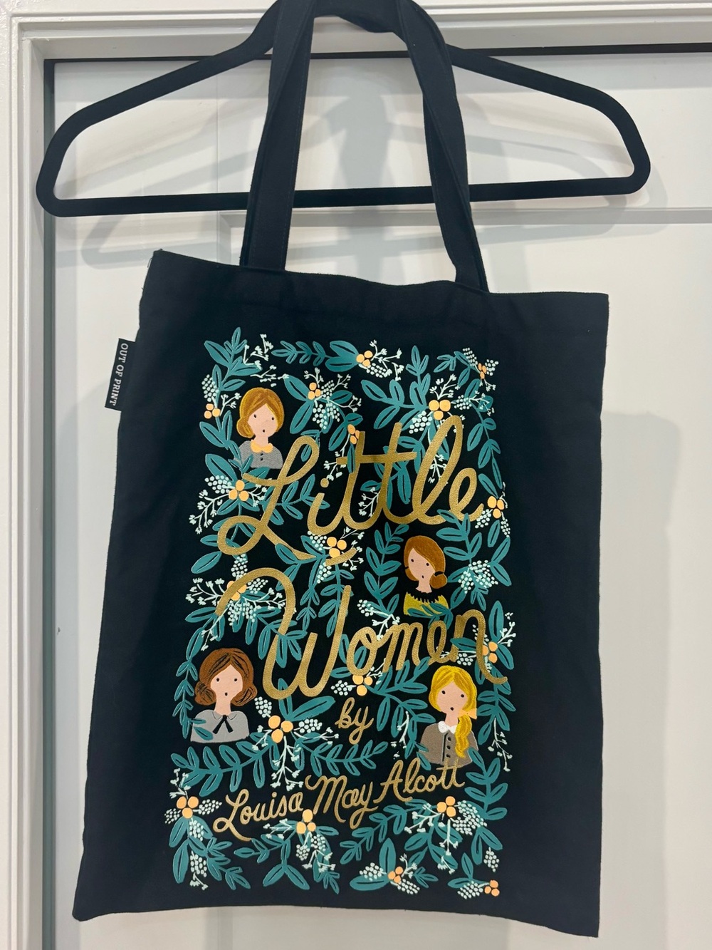 Out of Print Little Women Illustrated Black Canvas Tote Bag